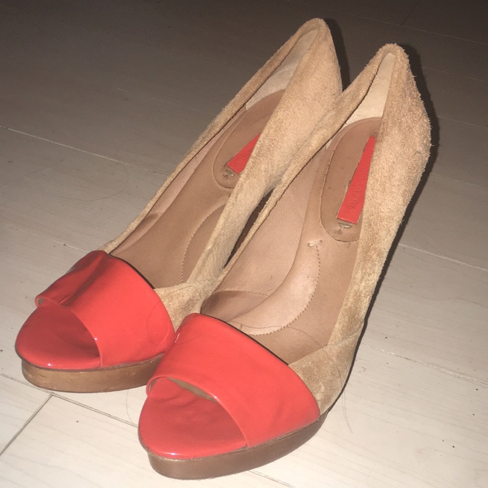 BCBGMAXAZRIA Patent leather/Suede Peep toe Platform